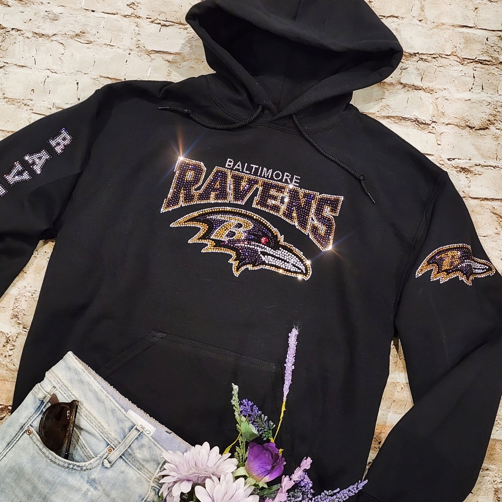 New Baltimore Ravens UNISEX Rhinestone Hoodie All Sizes - Picture 6 of 8